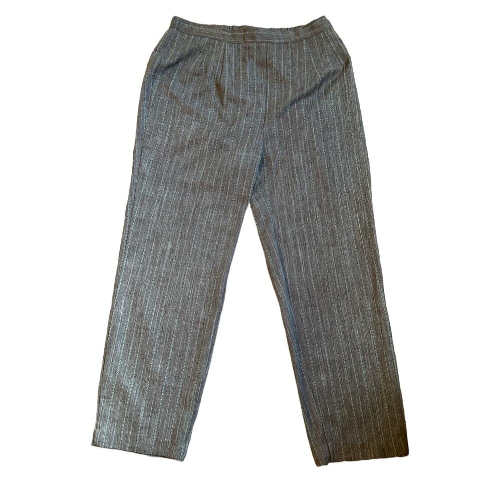 Gray with Mint Green Stripe Dress Pants Zip Up Size Large Work Church